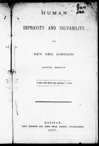 Cover of Human depravity and salvability