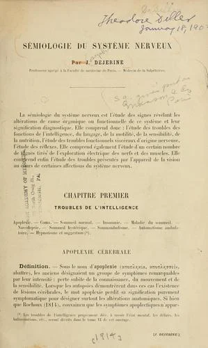 Cover of Sémiologie des affections du système nerveux