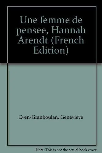 Cover of Une femme de pensée, Hannah Arendt