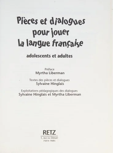 Cover of Pièces et dialogues pour jouer la langue française