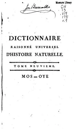 Cover of Dictionnaire raisonné universel d'histoire naturelle