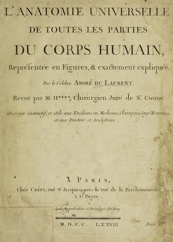 Cover of L'anatomie universelle de toutes les parties du corps humain, représentée en figures, et exactement expliquée